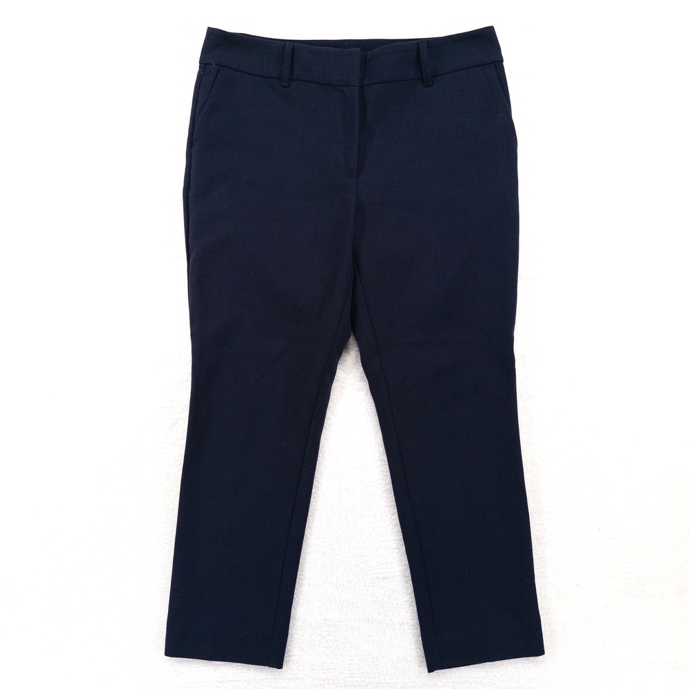 Ann Taylor Factory Womens Pants 6P Navy Blue Petite Straight Leg Ankle Crop